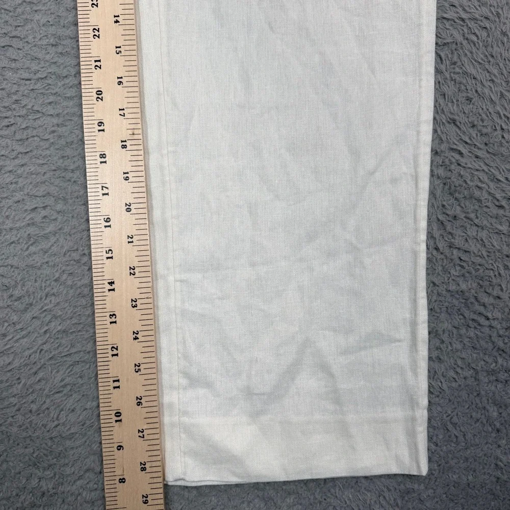 Banana Republic Womens White Linen Blend Straight Leg Elastic Waist Pants XS NEW